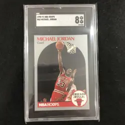 1990-91 NBA HOOPS MICHAEL JORDAN #65 CHICAGO BULLS HOF SGC 8 NM-MT - Image 1