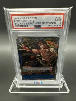 ONE PIECE 2025 3RD ANNIVERSARY WINNER PORTGAS.D.ACE OP07-053 PSA 9 - Image 1
