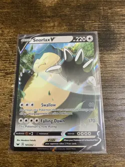 Pokemon TCG Snorlax V 141/202 Sword & Shield Base Holo Card NM - Image 1