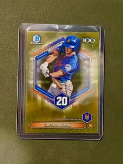 Carson Benge 2026 Bowman Top 100 Prospects #BTP-20 Gold Refractor /50 RC Mets - Image 1