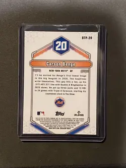 Carson Benge 2026 Bowman Top 100 Prospects #BTP-20 Gold Refractor /50 RC Mets - Image 2