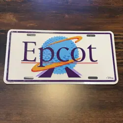 Vintage Epcot Center Official Walt Disney World License Plate Vanity 90s SEALED - Image 1