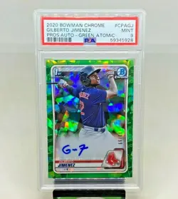 2020 Bowman Chrome MLB 1st Auto Green Atomic Gilberto Jimenez /99 PSA 9 Red Sox - Image 1