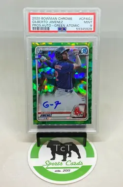2020 Bowman Chrome MLB 1st Auto Green Atomic Gilberto Jimenez /99 PSA 9 Red Sox - Image 2