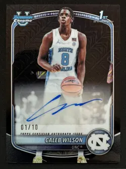 #1/10 Caleb Wilson Bowman Chrome U Autograph Black Mojo 1st Bowman Bookend - Image 1