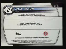 #1/10 Caleb Wilson Bowman Chrome U Autograph Black Mojo 1st Bowman Bookend - Image 2