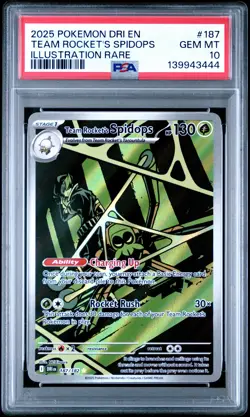 2025 POKEMON DRI EN-DESTINED RIVALS #187 TEAM ROCKET'S SPIDOPS PSA 10 - Image 1