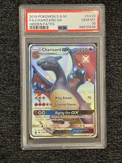 2019 Pokemon Hidden Fates Shiny Vault Charizard GX #SV49 PSA GEM MT 10 - Image 1