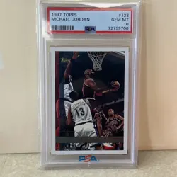 1997-98 Michael Jordan Topps Basketball Card #123 Graded PSA 10 Gem Mint - Image 1