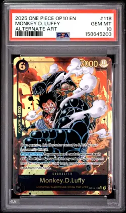 2025 ONE PIECE OP10-ROYAL BLOOD ALTERNATE ART #118 MONKEY D. LUFFY PSA 10 - Image 1
