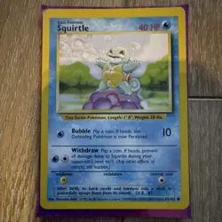 Pokemon Squirtle Base Set 63/102 Regular Common 40 HP Basic English Card - Image 1