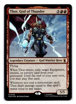 MTG Thor, God of Thunder FOIL NM M 156 Marvel Super Heroes - Image 1