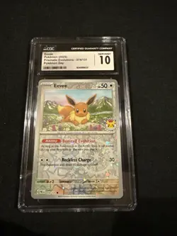 Eevee Pokemon Day 2025 Reverse Cosmos 074/131 Prismatic Evolutions CGC 9.5 Mint+ - Image 1