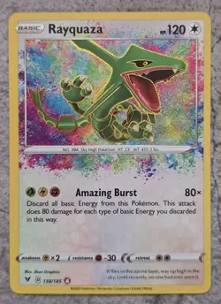 Pokemon Rayquaza 138/185 Amazing Rare Vivid Voltage Holo English Card NM Mint - Image 1