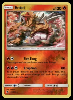 Entei 47/214 Rare Lost Thunder Pokemon Reverse Holo Near Mint - Image 1