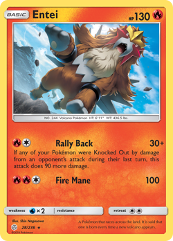 Entei 28/236 Rare Cosmic Eclipse Pokemon Reverse Holo Near Mint - Image 2