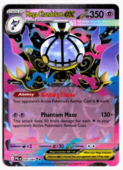 Mega Chandelure ex 038/084 Double Rare Pitch Black Pokemon Holo NM - Image 1