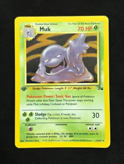 Muk 13/62 Pokemon TCG Fossil Holo Rare Unlimited 1st Edition MP - Image 1