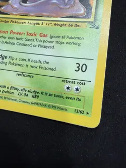 Muk 13/62 Pokemon TCG Fossil Holo Rare Unlimited 1st Edition MP - Image 4