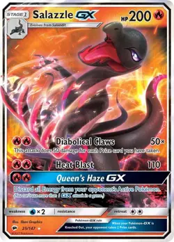 SALAZZLE GX 25/147 SM BURNING SHADOWS POKEMON (ULTRA RARE, NM) - Image 1