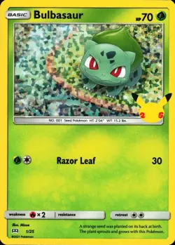 BULBASAUR 1/25 MCDONALD'S PROMO POKEMON (HOLO, NM) - Image 1