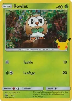 ROWLET 7/25 MCDONALD'S PROMO POKEMON (HOLO, NM) - Image 1