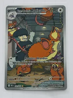 Team Rocket's Raticate 202/182 Pokemon SV Destined Rivals Illustration Rare NM - Image 1