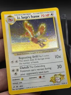 Lt. Surge's Fearow 7/132 Rare Gym Heroes Pokemon Unlimited Holo LP+ IP3 - Image 2