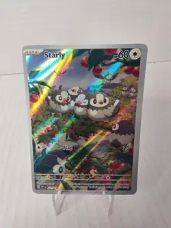 Pokemon Starly 221/198 SV01 Scarlet & Violet Illustration Rare Full Art Holo - Image 2