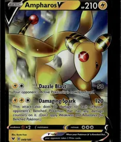 Ampharos V Ultra Rare SWSH04: Vivid Voltage 049/185 Lightning Holofoil Pokemon C - Image 1