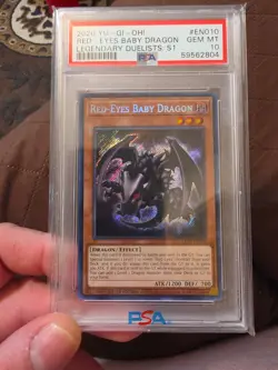 Red-Eyes Baby Dragon LDS1-EN010 Yugioh PSA 10 Gem Mint Legendary Duelists S1 - Image 1
