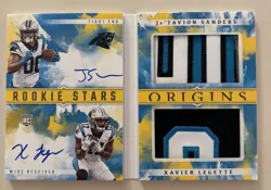 2024 Panini Origins Ja'Tavion Sanders Xavier Legette Gold RC Patch Auto Book /10 - Image 1