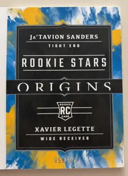 2024 Panini Origins Ja'Tavion Sanders Xavier Legette Gold RC Patch Auto Book /10 - Image 5
