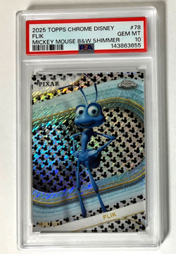 2025 TOPPS CHROME DISNEY MICKEY MOUSE B&W SHIMMER #78 FLIK CARD68 /101 PSA 10 - Image 2