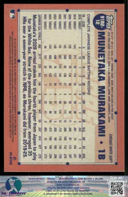2026 Topps #91B2-12 Munetaka Murakami ROOKIE 35th Anniversary White Sox 4.2G - Image 2