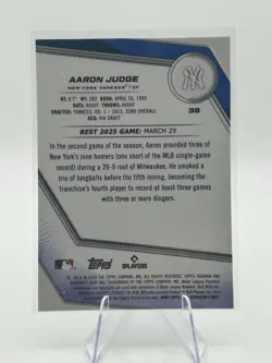 Aaron Judge 2025 Topps Bowman's Best Base Blue Lazer Refractor /150 Yankees - Image 2