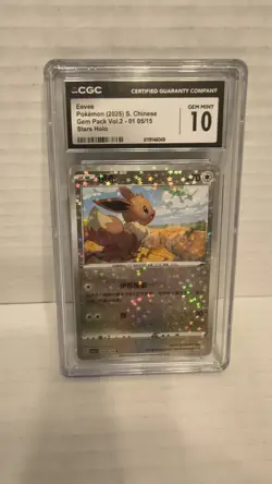 CGC 10 Eevee 01 05/15 S. Chinese Gem Pack Vol.2 Stars Holo Pokemon 2025 - Image 2