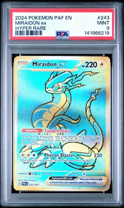 2024 POKEMON PAF EN-PALDEAN FATES #243 MIRAIDON ex HYPER RARE PSA 9 MINT - Image 1