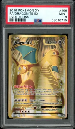 2016 Pokemon Evolutions #106 Dragonite EX Full Art PSA 9 Mint - Image 1