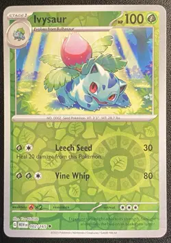 Ivysaur Reverse Holo Uncommon 002/165 Pokemon TCG Scarlet & Violet 151 - NM - Image 1