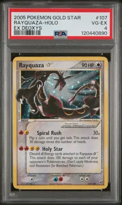 2005 Pokemon Rayquaza Gold Star Ex Deoxys #107 Holo PSA 4 VG-EX ENG - Image 1