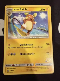 Alolan Raichu Pikachu Stamped SM65 Battle Academy Non Holo Pokemon Card LP - Image 1