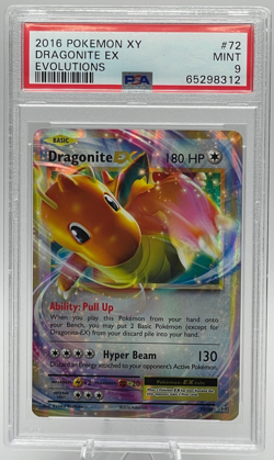 2016 POKEMON XY EVOLUTIONS #72 DRAGONITE EX PSA 9 MINT - Image 1