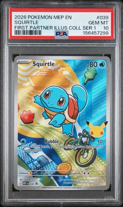 2026 Pokemon First Partner Illustration Series 1 Squirtle #039 PSA 10 Promo - Image 1