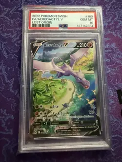 POKEMON AERODACTYL V ALT ART #180/196 LOST ORIGIN 2022 PSA 10 GEM MINT - Image 1