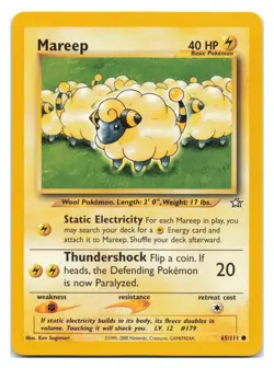 Mareep 65/111 Common Neo Genesis Pokemon Unlimited 2000 - Image 1
