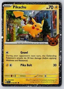 Pikachu 018/091 Holo Rare Trick or Trade BOOster 2024 Pokemon Near Mint - Image 1