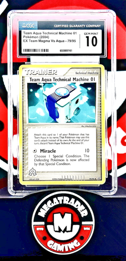 ‼TOP POP 4 VINTAGE‼Pokemon EX Magma V Aqua TEAM AQUA TECH MACHINE #79 CGC 10 - Image 1