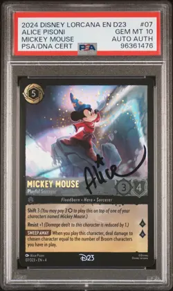 2024 DISNEY LORCANA EN D23 PROMO ALICE PISONI SIGNED #07 MICKEY MOUSE PSA 10 - Image 1