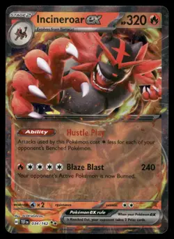 Pokemon Cards Incineroar ex 034/162 Temporal Forces Double Rare NM - Image 1